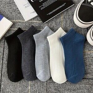 5pk ribbed ankle socks solid color neutral color breathable fabric